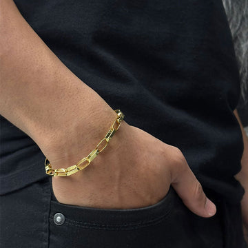 PULSEIRA TIJOLINHO 6MM - 21CM - BANHADO A OURO 18K