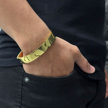 PULSEIRA LISO 13MM - 21CM - BANHADO A OURO 18K