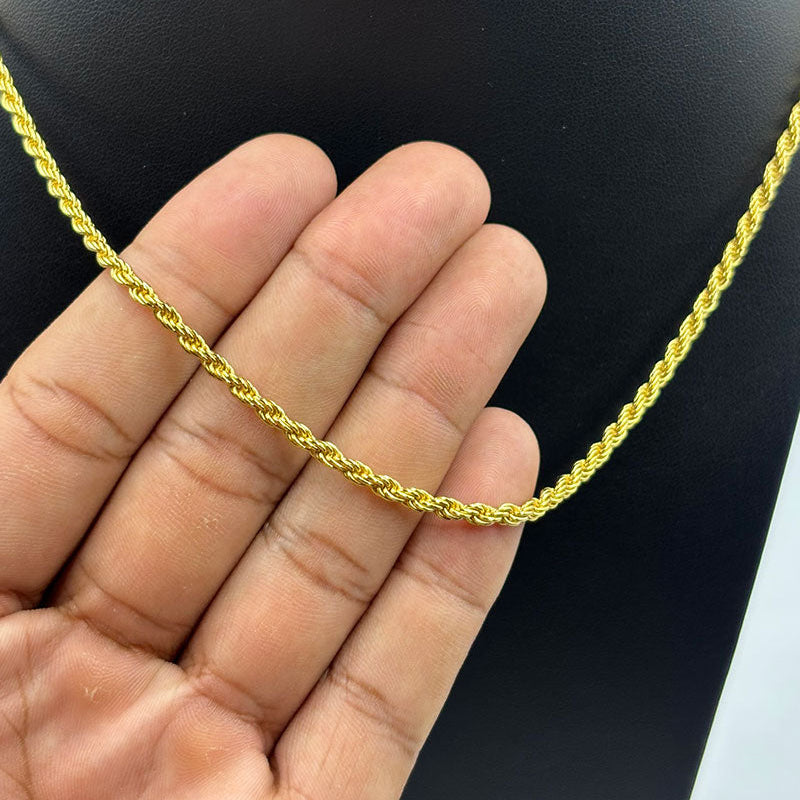 CORRENTE ELO BAIANO 2,5MM - 45CM - BANHADO A OURO 18K