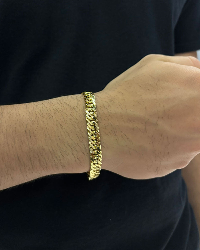 PULSEIRA GRUMET LAMINADA 7MM 21CM - BANHADO A OURO 18K