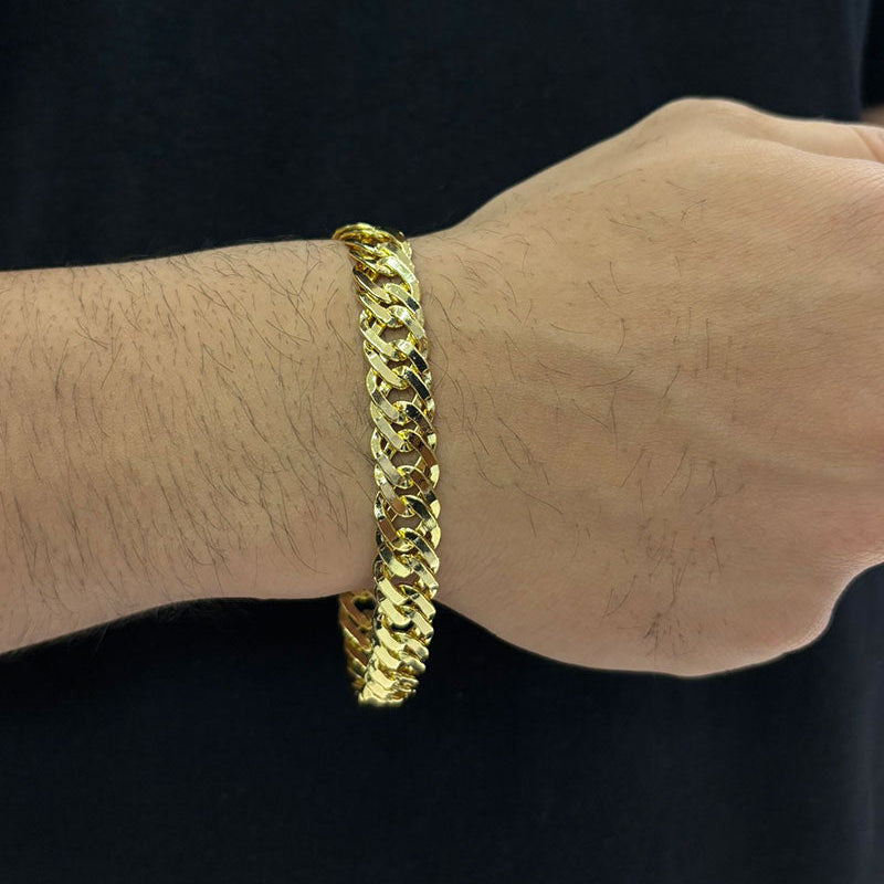 PULSEIRA GRUMET LAMINADA 10MM 21CM - BANHADO A OURO 18K