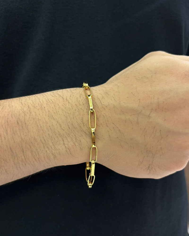 PULSEIRA TIJOLINHO LONG 5MM - 21CM - BANHADO A OURO 18K