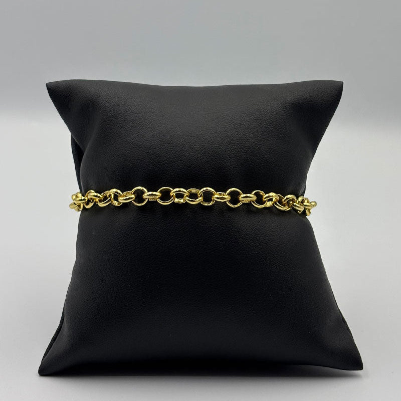 PULSEIRA ELO PORTUGUÊS 4MM - 21cm (AJUSTÁVEL) - BANHADO A OURO 18K