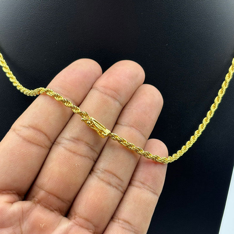 CORRENTE ELO BAIANO 2,5MM - 45CM - BANHADO A OURO 18K