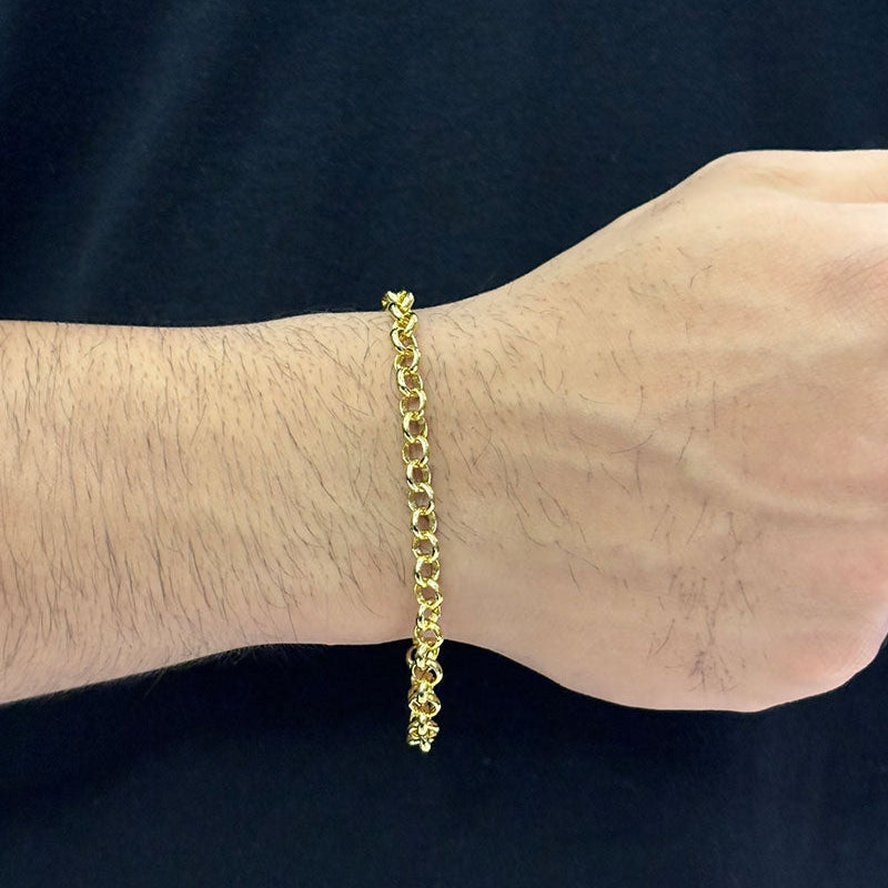 PULSEIRA ELO PORTUGUÊS 4MM - 21cm (AJUSTÁVEL) - BANHADO A OURO 18K