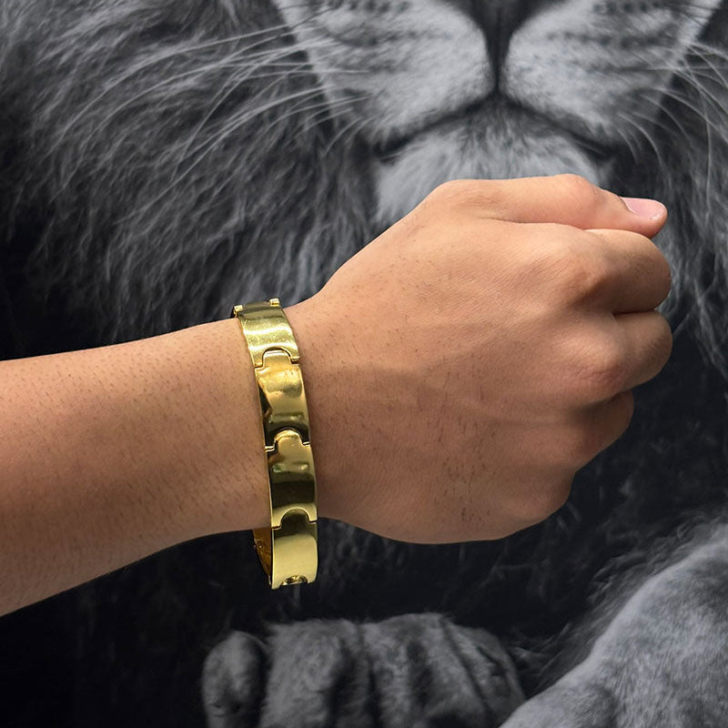 PULSEIRA LISO 13MM - 19CM - BANHADO A OURO 18K