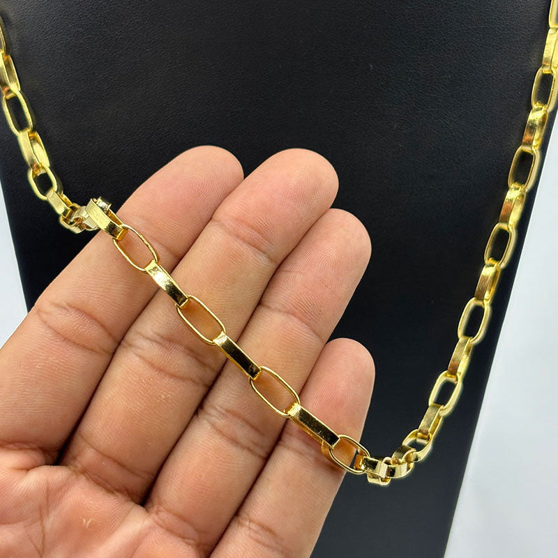 CORRENTE TIJOLINHO 6MM - 70CM (FECHO GAVETA) - BANHADO A OURO 18K