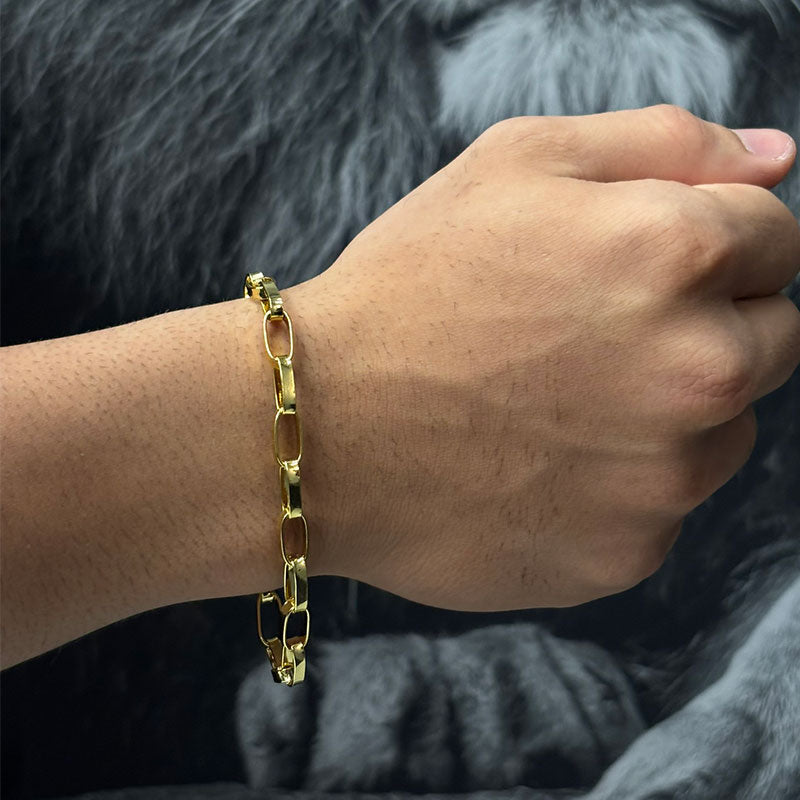 PULSEIRA TIJOLINHO 6MM - 21CM - BANHADO A OURO 18K