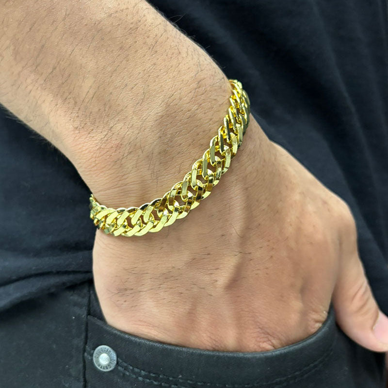 PULSEIRA GRUMET LAMINADA 10MM 21CM - BANHADO A OURO 18K
