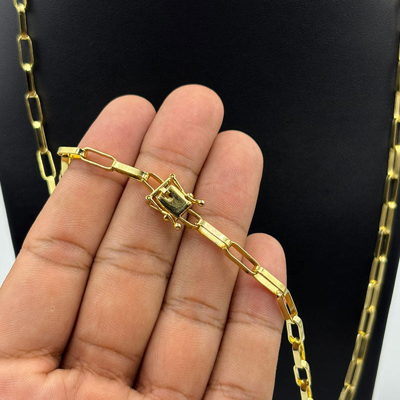 CORRENTE TIJOLINHO 5MM - 70CM - BANHADO A OURO 18K