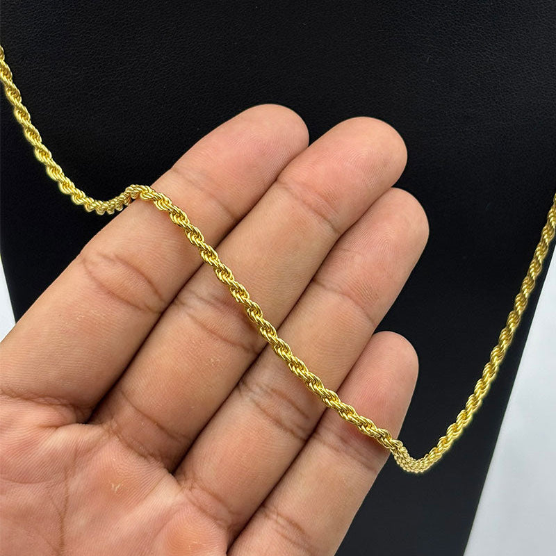 CORRENTE ELO BAIANO 2,5MM - 70CM - BANHADO A OURO 18K