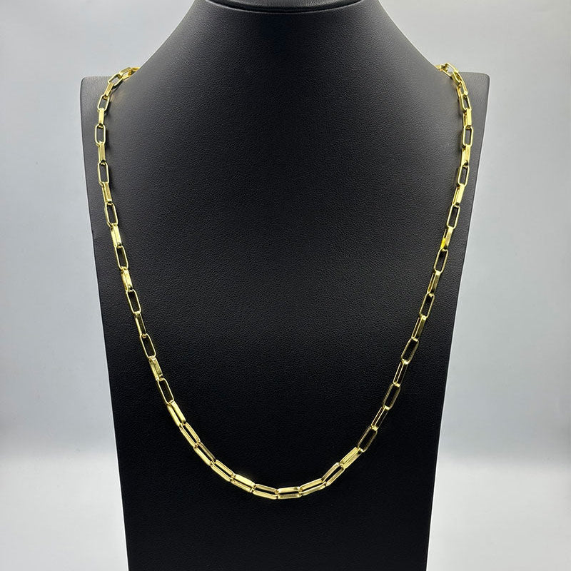 CORRENTE TIJOLINHO 5MM - 70CM - BANHADO A OURO 18K