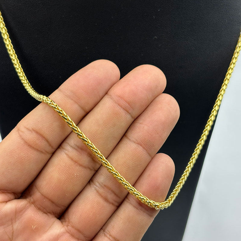 CORRENTE PERUANA 3MM - 70CM (FECHO BOMBA) - BANHADO A OURO 18K