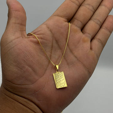 CORRENTE VENEZIANA 1MM - 70CM + PINGENTE O SENHOR É MEU PASTOR - BANHADO A OURO 18K
