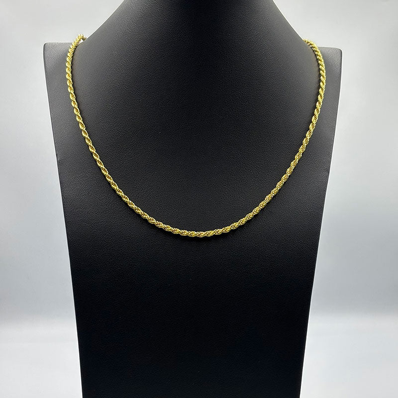 CORRENTE ELO BAIANO 2,5MM - 45CM - BANHADO A OURO 18K
