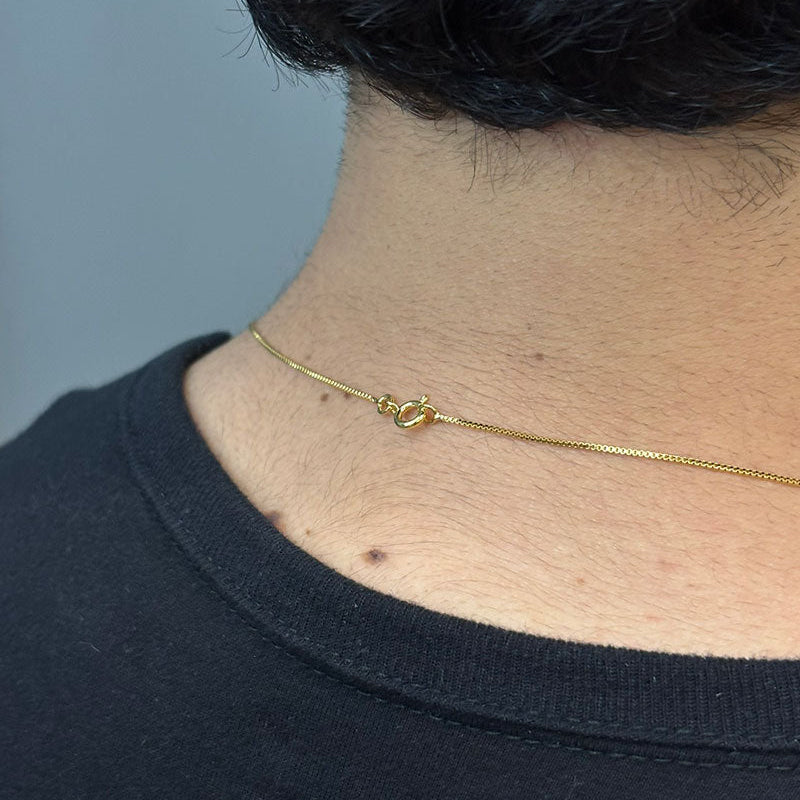 CORRENTE VENEZIANA 1MM - 70CM + PINGENTE O SENHOR É MEU PASTOR - BANHADO A OURO 18K