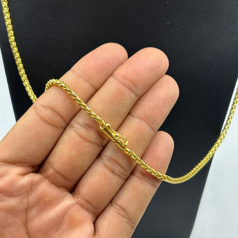 CORRENTE PERUANA 3MM - 70CM (FECHO BOMBA) - BANHADO A OURO 18K