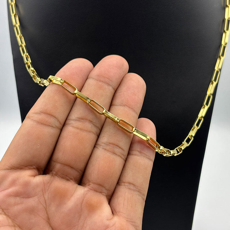 CORRENTE TIJOLINHO 5MM - 70CM - BANHADO A OURO 18K
