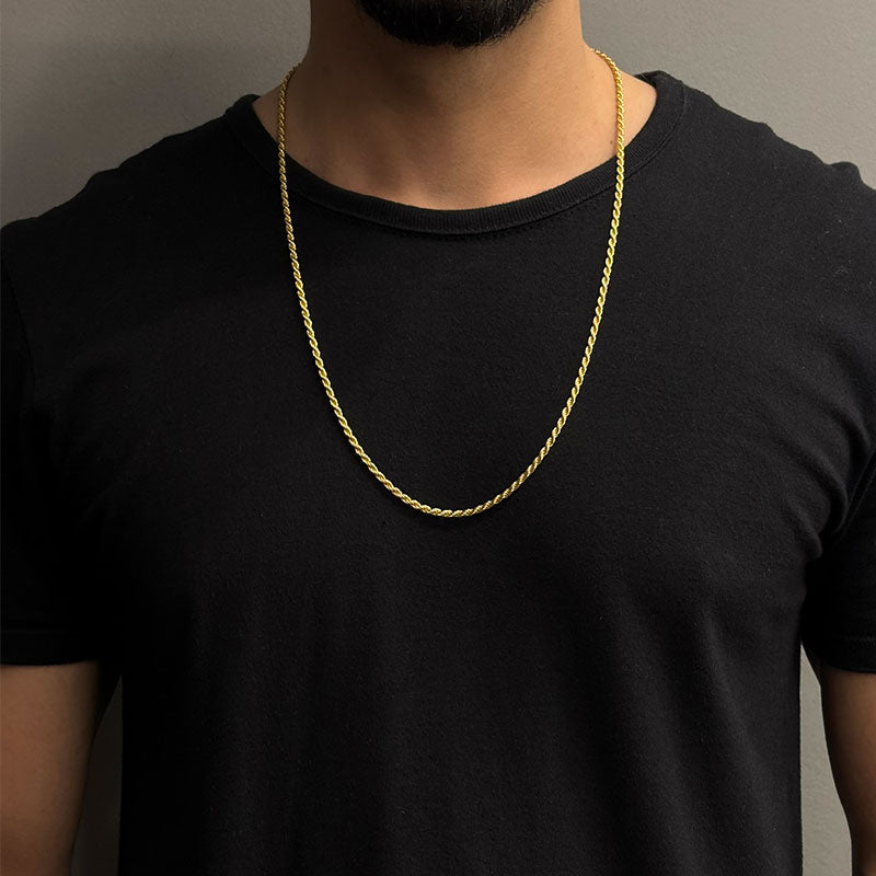 CORRENTE ELO BAIANO 2,5MM - 70CM - BANHADO A OURO 18K