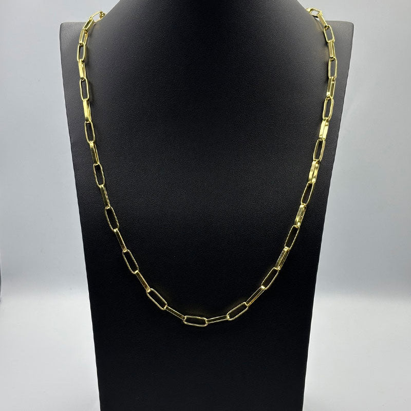 CORRENTE TIJOLINHO LONG 5MM - 70CM (FECHO GAVETA) - BANHADO A OURO 18K