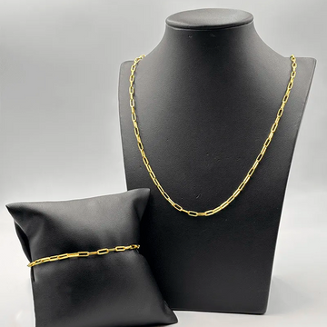 CORRENTE TIJOLINHO DE QUINA 2MM - 70CM + PULSEIRA TIJOLINHO DE QUINA 2MM - 21CM (FECHO BOMBA) - BANHADO A OURO 18K