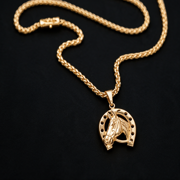 CORRENTE PERUANA 3MM - 45CM (FECHO BOMBA) + PINGENTE FERRADURA M - BANHADO A OURO 18K