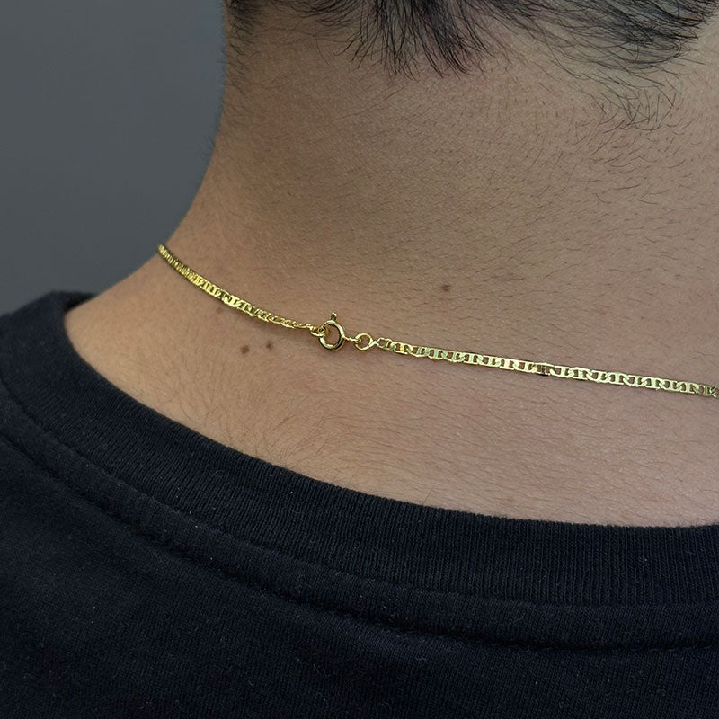 CORRENTE PIASTRINE 2MM - 70CM + PINGENTE FERRADURA PP - 1X1,2CM (BANHADO A OURO 18K)