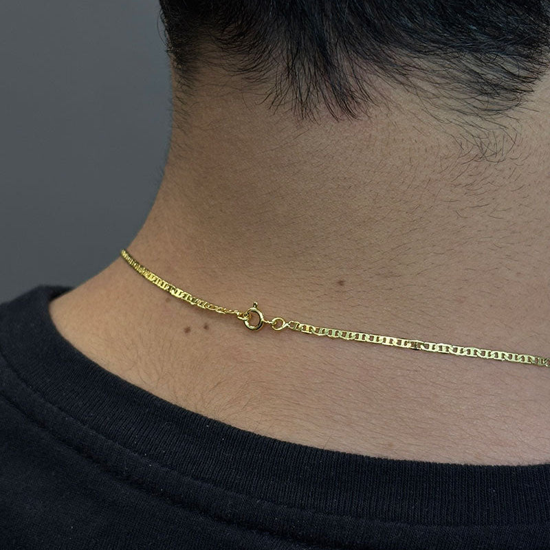 CORRENTE PIASTRINE 2MM - 70CM + PINGENTE CRUZ VAZADA DE 3 PONTAS (BANHADO A OURO 18K)