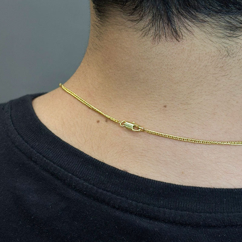 CORRENTE GRUMET 2MM - 70CM + PINGENTE CRUZ PONTEADA LISA (BANHADO A OURO 18K)