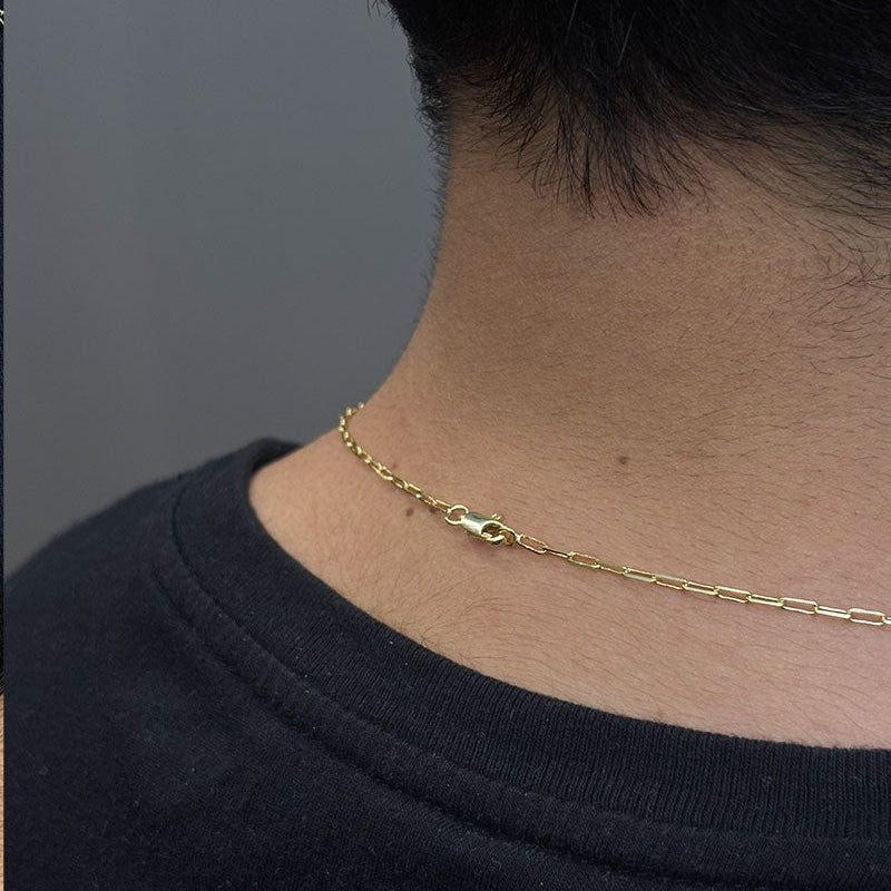 CORRENTE TIJOLINHO DE QUINA 2MM - 70CM + PINGENTE CRUZ DE 3 PONTAS COM CRISTO (BANHADO A OURO 18K)