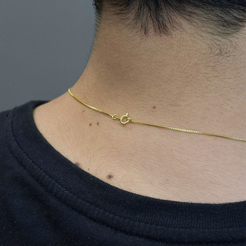 CORRENTE VENEZIANA 1MM - 70CM + PINGENTE CRUZ PONTEADA LISA (BANHADO A OURO 18K)