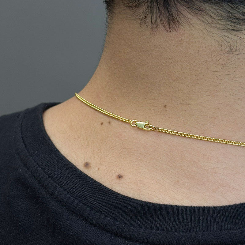 CORRENTE GRUMET 2MM - 70CM + PINGENTE CRUZ PALITO PEQUENA - 2,5CM (BANHADO A OURO 18K)