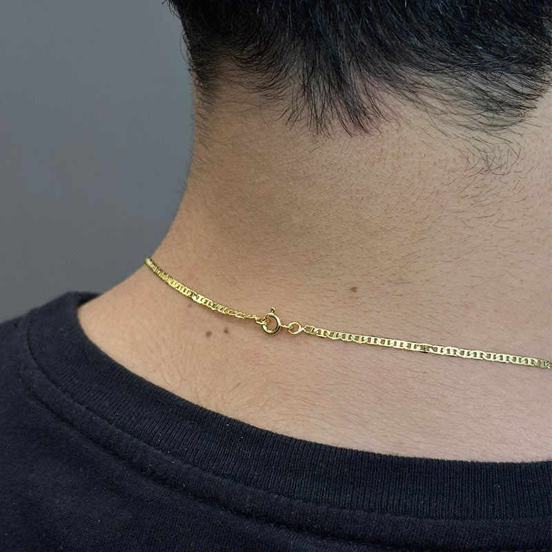 CORRENTE PIASTRINE 2MM - 70CM + PINGENTE CRUZ VAZADA - BANHADO A OURO 18K
