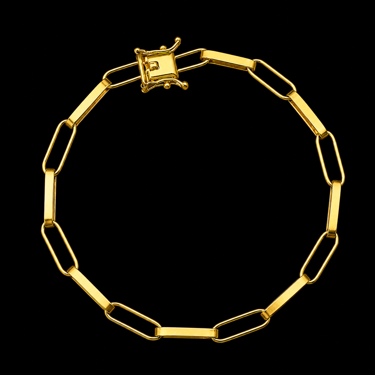 PULSEIRA TIJOLINHO LONG 5MM - 21CM - BANHADO A OURO 18K