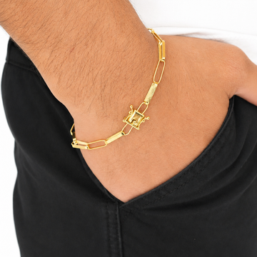 PULSEIRA TIJOLINHO LONG 5MM - 21CM - BANHADO A OURO 18K
