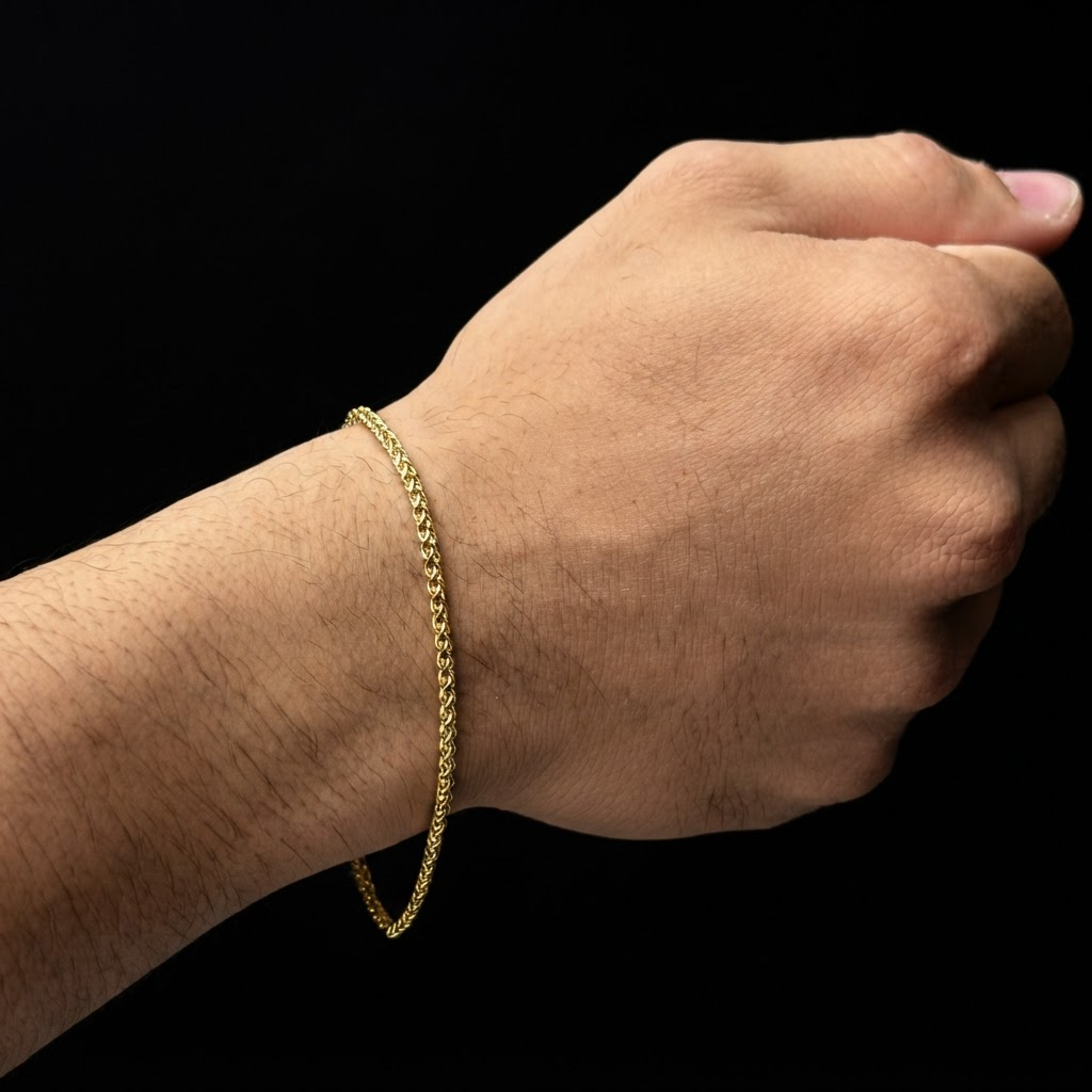 PULSEIRA PERUANA 3MM - 21CM (FECHO BOMBA) - BANHADO A OURO 18K