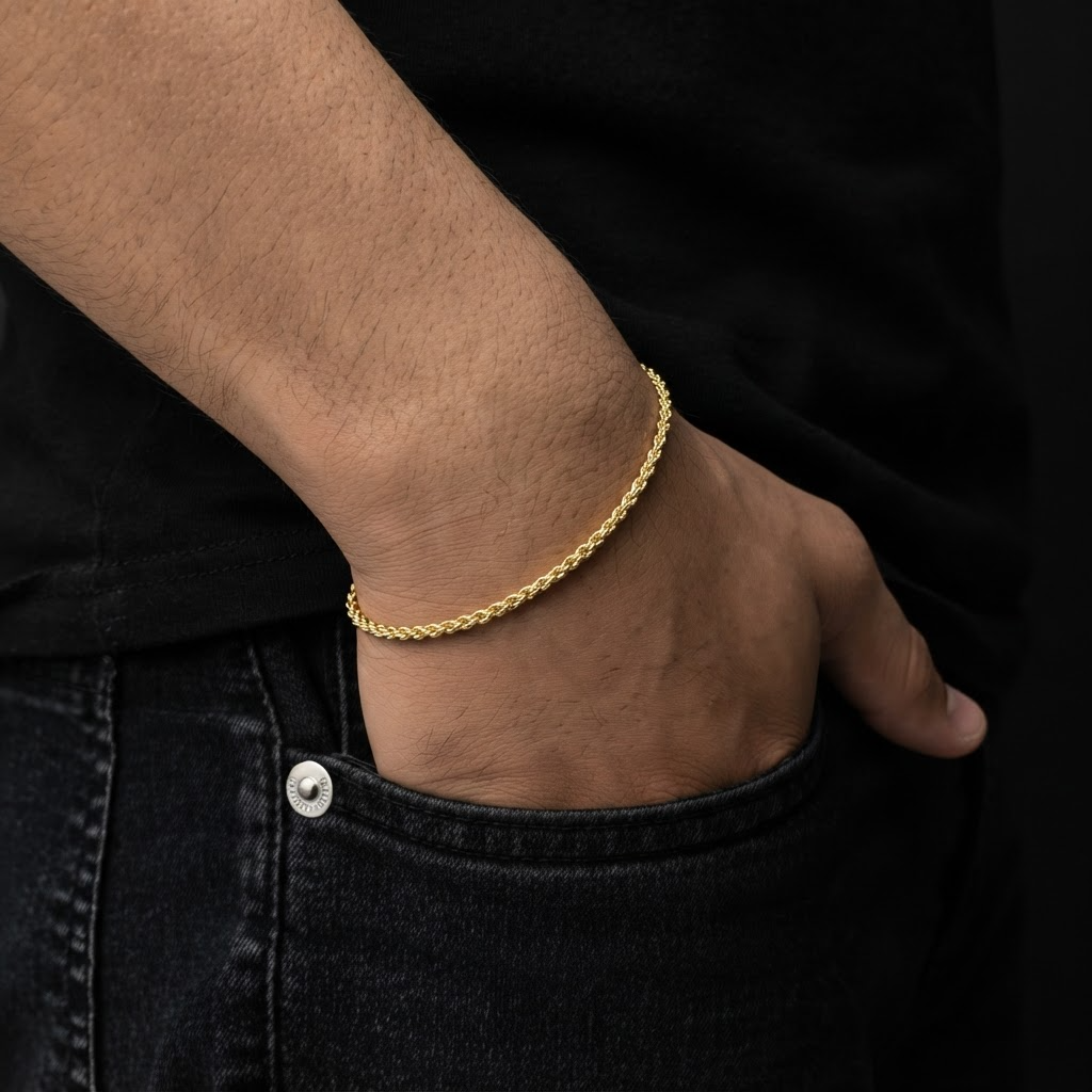 PULSEIRA PERUANA 3MM - 21CM (FECHO BOMBA) - BANHADO A OURO 18K