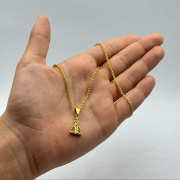 CORRENTE ELO BAIANO 1,5MM - 45CM + PINGENTE NOSSA SENHORA CRAVEJADO PEQUENO - BANHADO A OURO 18K