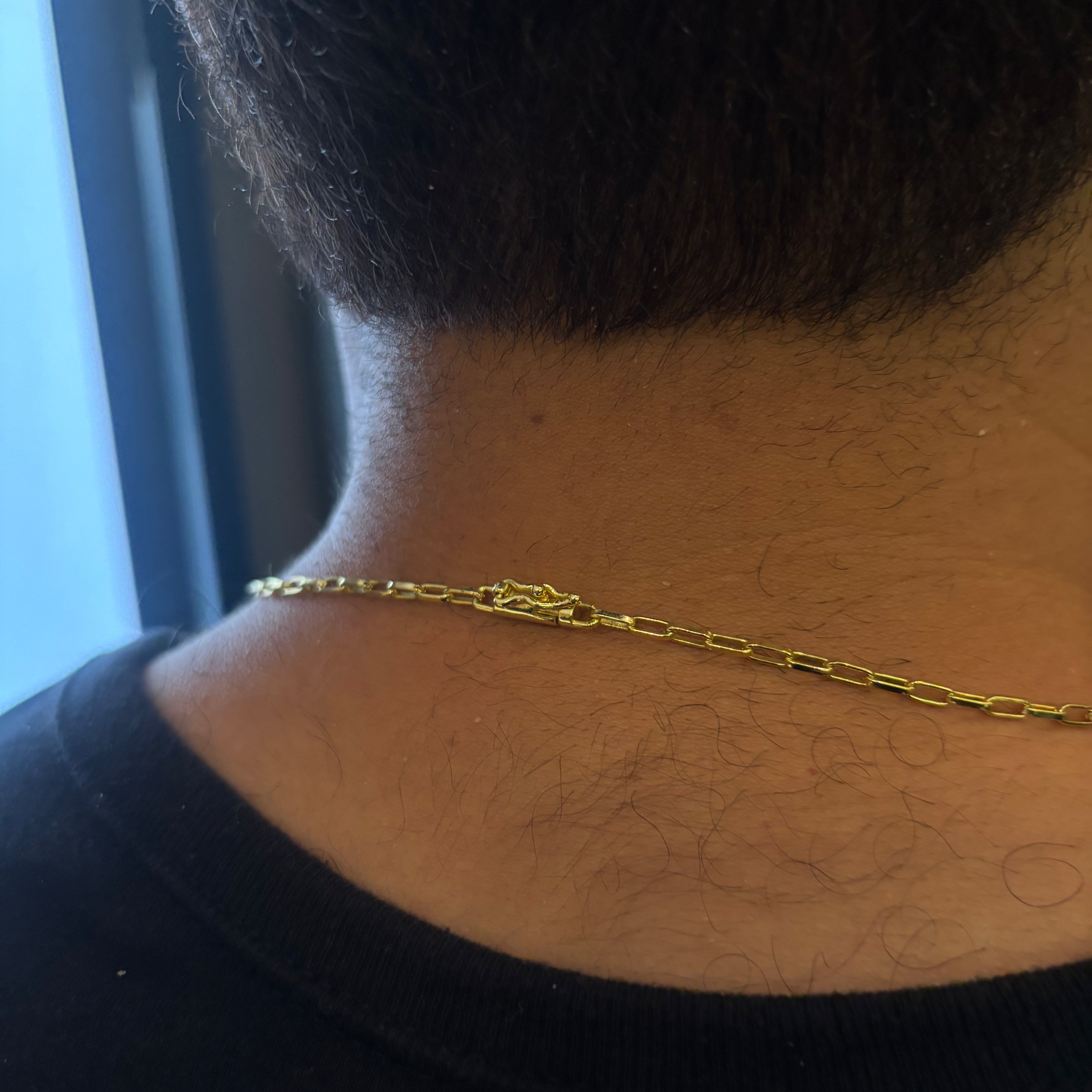 CORRENTE TIJOLINHO 2MM - 70CM + PINGENTE MEDALHA LEÃO DA TRIBO DE JUDÁ - BANHADO A OURO 18K
