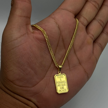 CORRENTE GRUMET 3MM -70CM + PINGENTE É POSSIVEL (BANHADO A OURO)