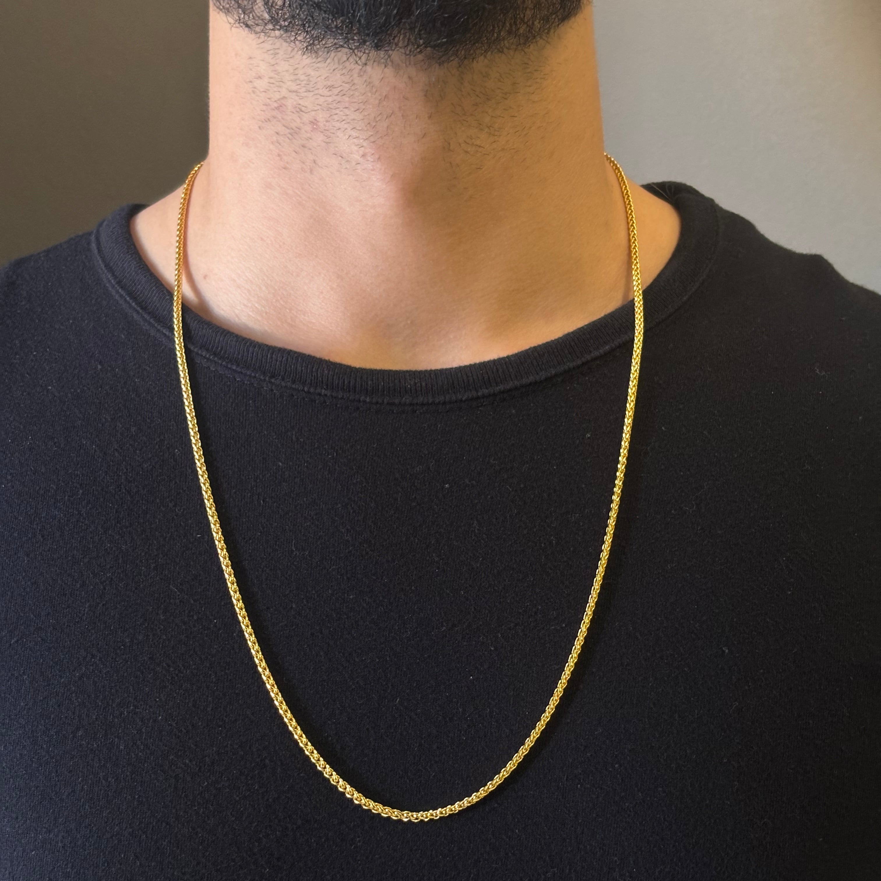 CORRENTE PERUANA 3MM - 70CM E PULSEIRA PERUANA 3MM - 21CM (FEHCO BOMBA) - BANHADO A OURO 18K