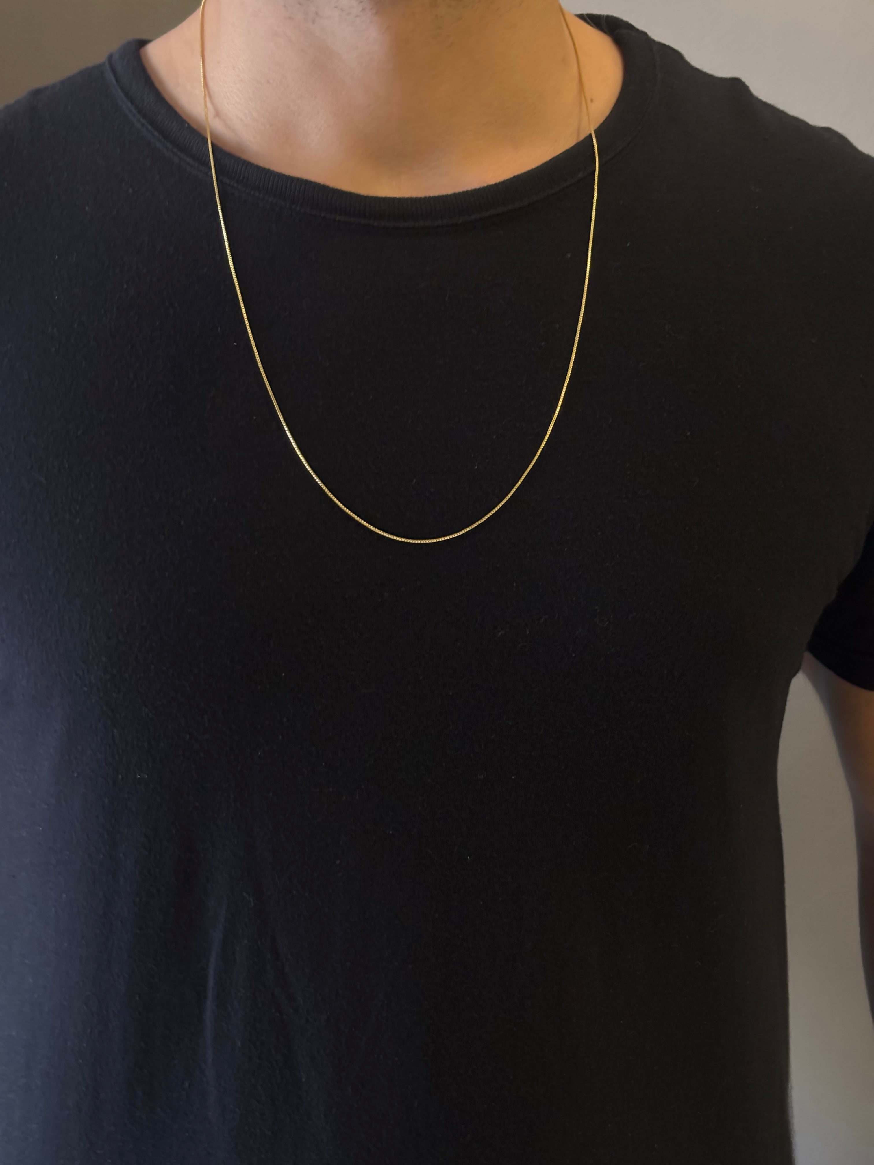 CORRENTE VENEZINA 1MM - 70CM + PULSEIRA VENEZIANA 1MM - 21CM (FECHO BOIA) - BANHADO A OURO 18K
