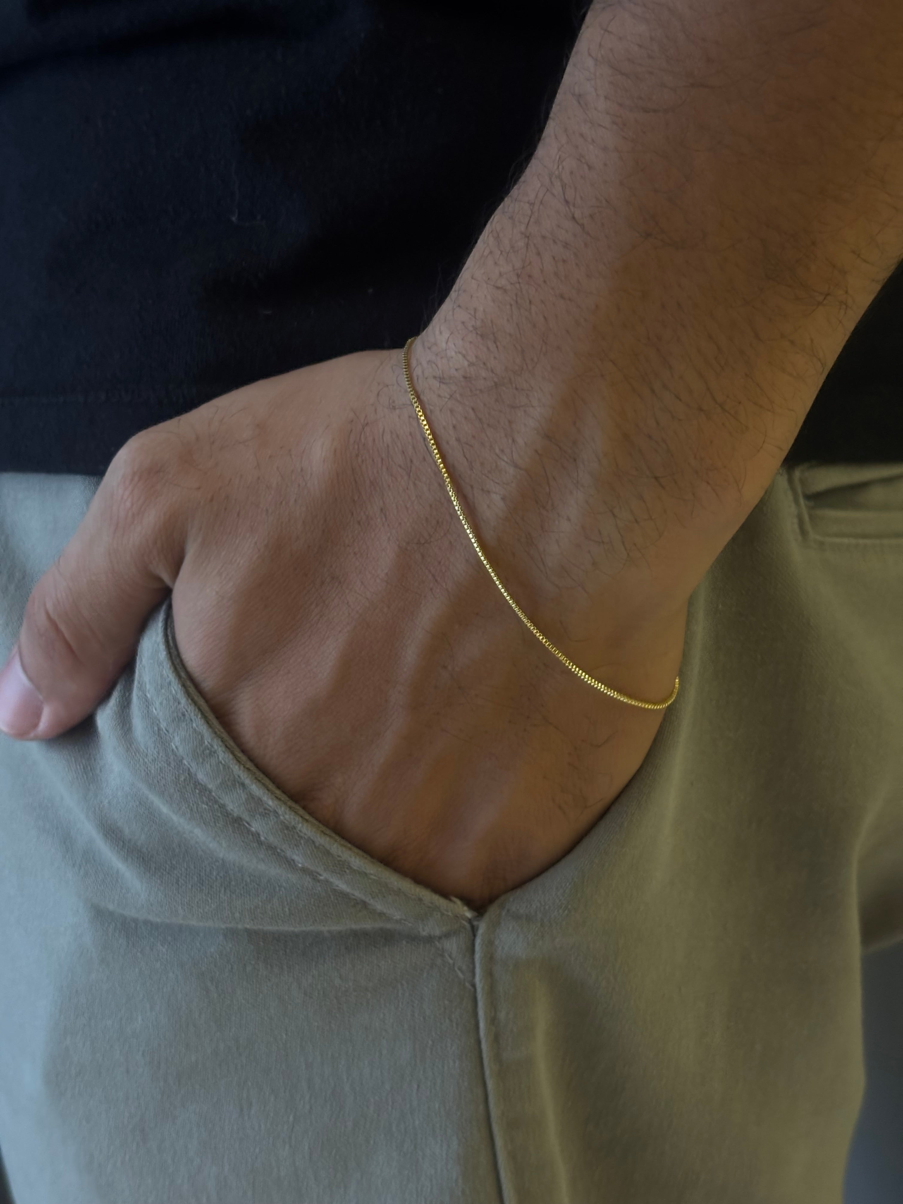 CORRENTE VENEZINA 1MM - 70CM + PULSEIRA VENEZIANA 1MM - 21CM (FECHO BOIA) - BANHADO A OURO 18K