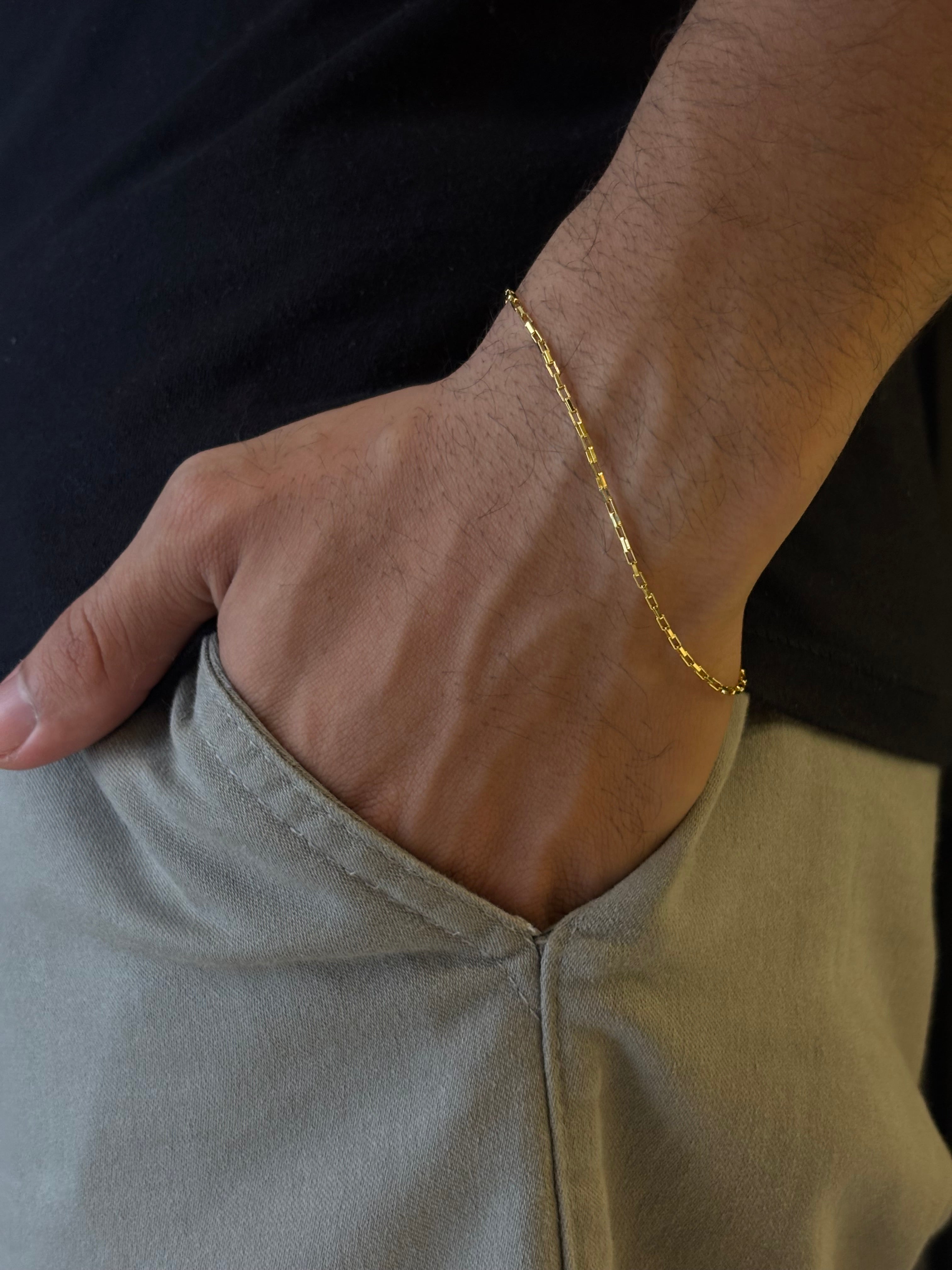 CORRENTE TIJOLINHO 1,5MM - 70CM + PULSEIRA TIJOLINHO 1,5MM - 21CM - (FECHO BOIA) BANHADO A OURO 18K