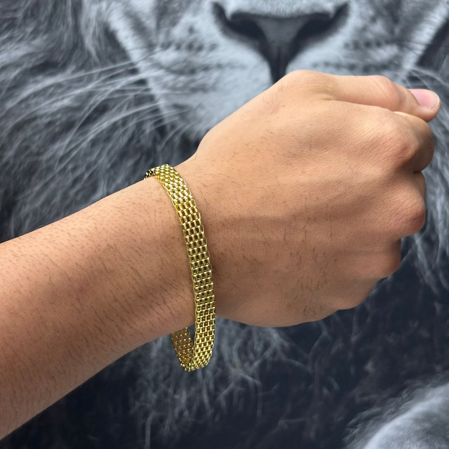 PULSEIRA ESTEIRA 8MM - 21CM - BANHADO A OURO 18K