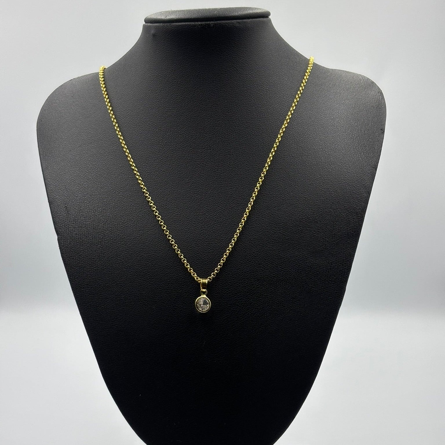 CORRENTE ELO PORTUGUÊS 2MM - 45CM + PINGENTE PONTO DE LUZ (BANHADO A OURO 18K)
