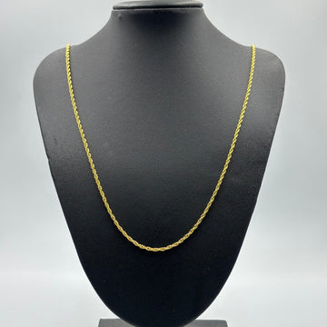 CORRENTE ELO BAIANO 1,5MM - 45CM - BANHADO A OURO 18K