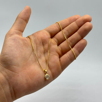 CORRENTE VENEZIANA 1MM - 45CM + PINGENTE PONTO DE LUZ (BANHADO A OURO 18K)