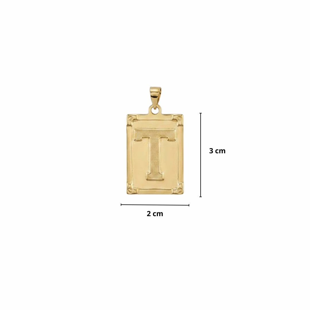 PINGENTE LETRA T NA CHAPA - BANHADO A OURO 18K