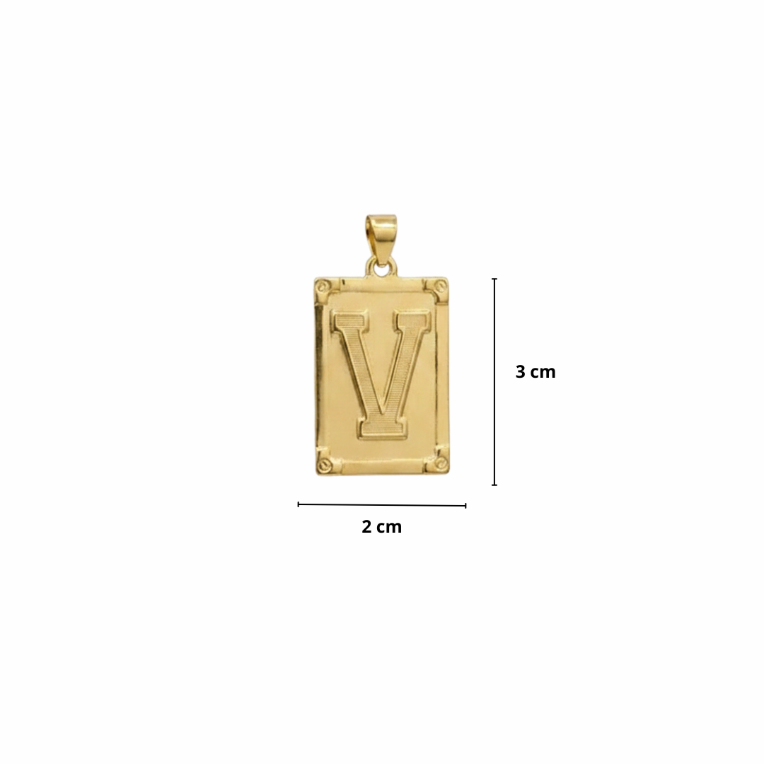 PINGENTE LETRA V NA CHAPA - BANHADO A OURO 18K